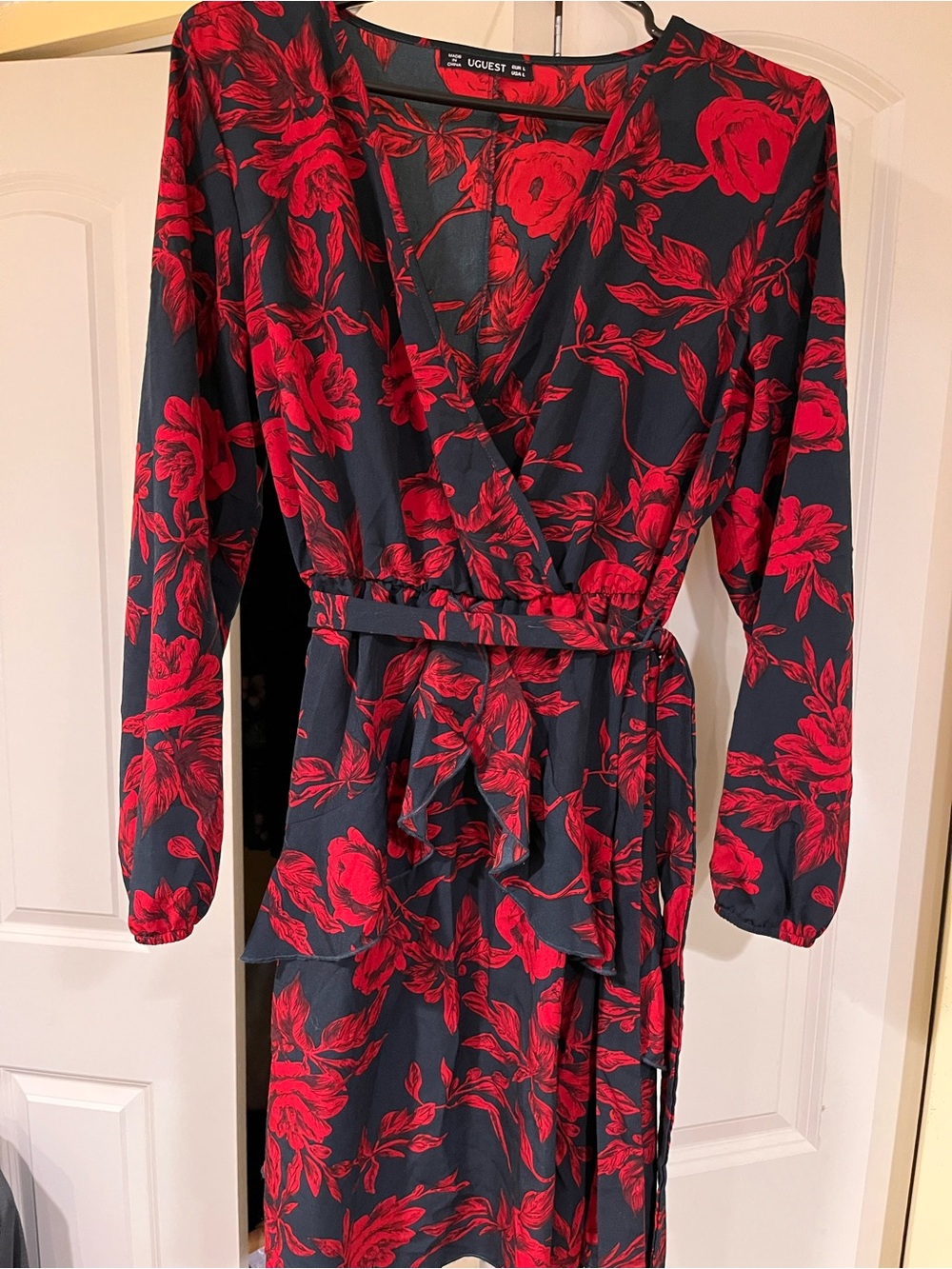 Red Floral/black Dress - Women's